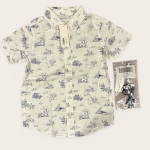 NWT- Janie and Jack Easter Bunny Short-Sleeve Button-Down with matching Bow Tie